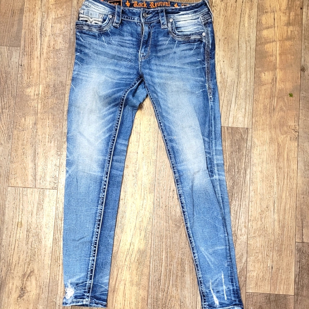 Rock Revival Pilkin Mid Rise Skinny Jeans, Size 29 x 32